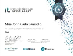 certificate-Information Technology Specialist - Java Certificate