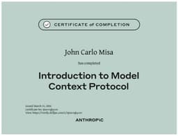 certificate-Certificate of Completion – Introduction to Model Context Protocol