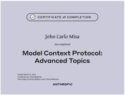 certificate-Certificate of Completion – Model Context Protocol: Advanced Topics